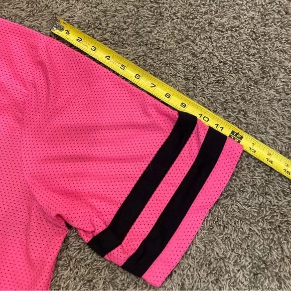 BEBE Sport Hot Pink Mesh Jersey Short Sleeve Hip Hop Street Size 3X Loose Baggy - Picture 12 of 12